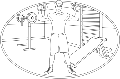 Barbell And Dumbbell Workout Coloring Page